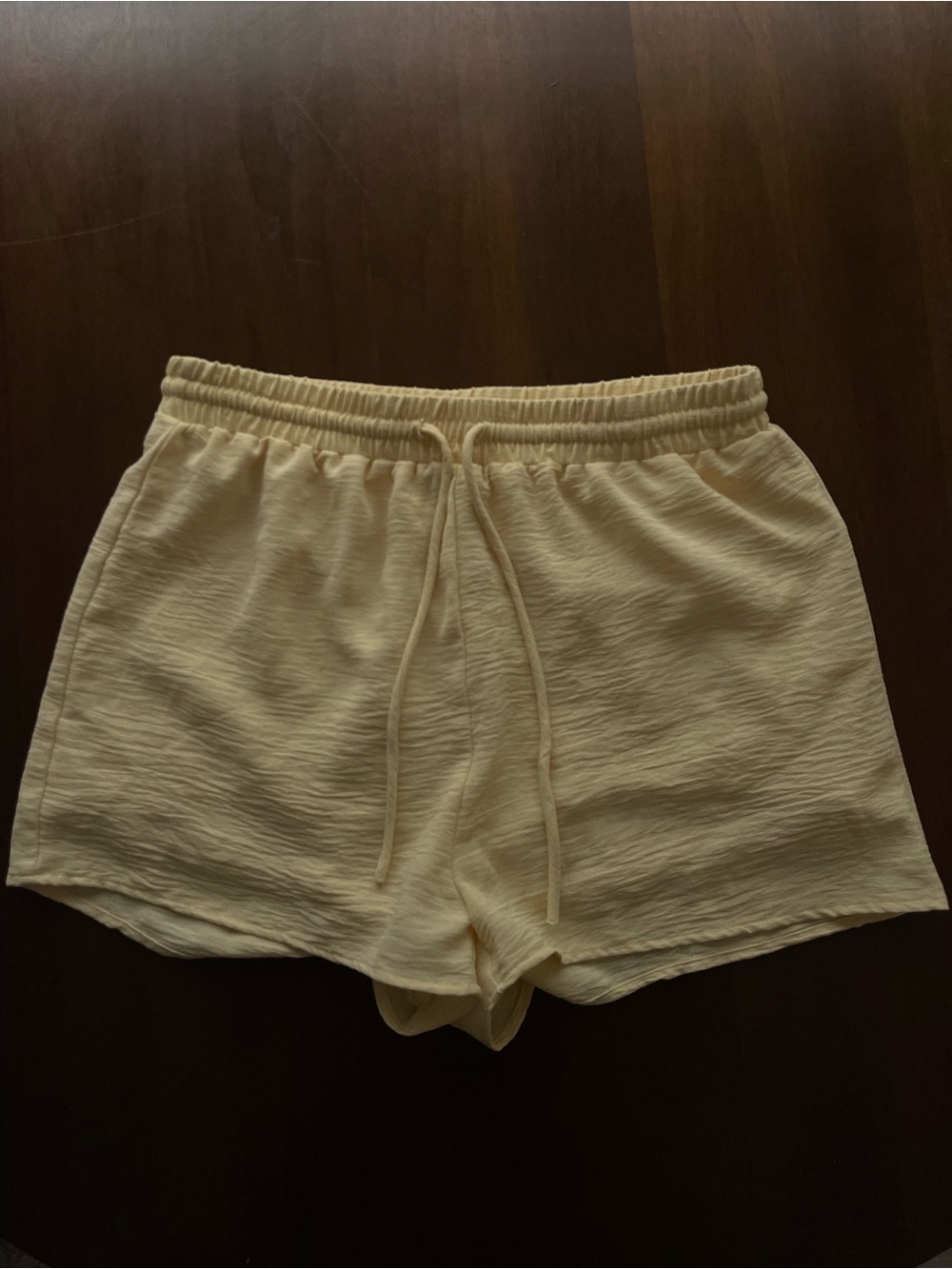 Princess Polly light yellow Textured Drawstring Lounge Shorts